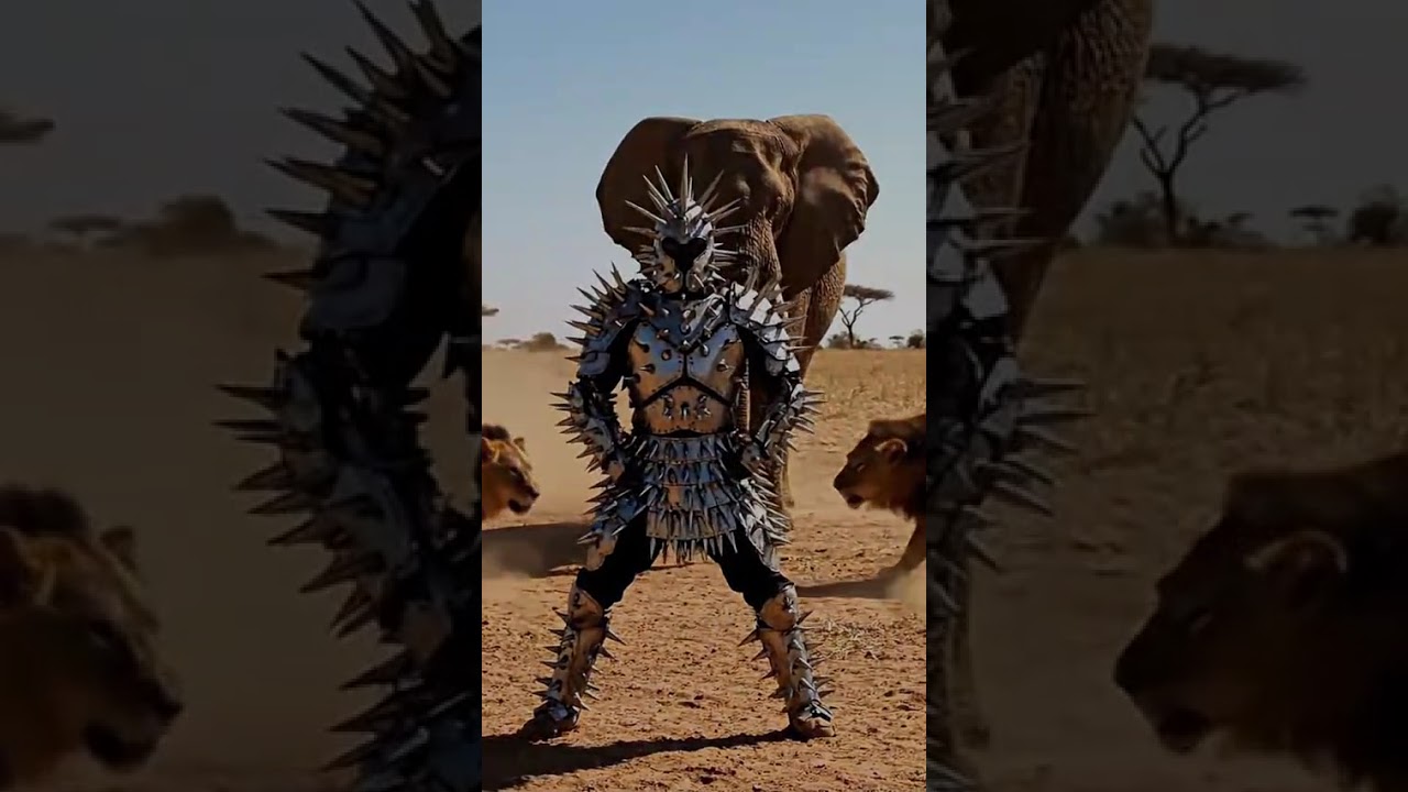Spiked Man Saves Elephant from 4 Lions 😱🦁 (Savanna Rescue)