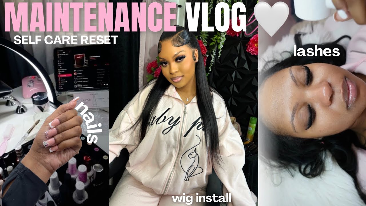 MAINTENANCE VLOG ☆: wig install + girl talk , nails, getting lash extensions + shopping ♡