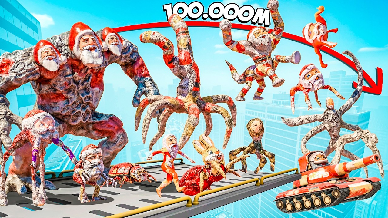 КТО ДАЛЬШЕ ПРЫГНЕТ? ВСЕ ГУГУ ГАГА ДЕДЫ МОРОЗЫ В ГАРРИС МОД! GOO GOO GAGA SANTA CLAUS Garry`s Mod