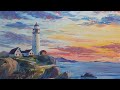 Как нарисовать маяк гуашью/How to paint a lighthouse using gouache