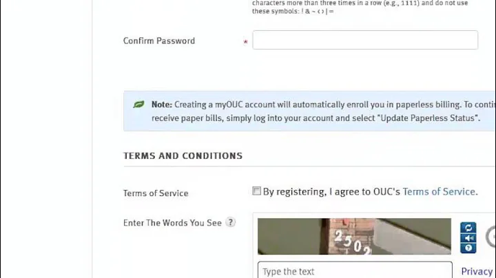 New Customer Registers for myOUC Account