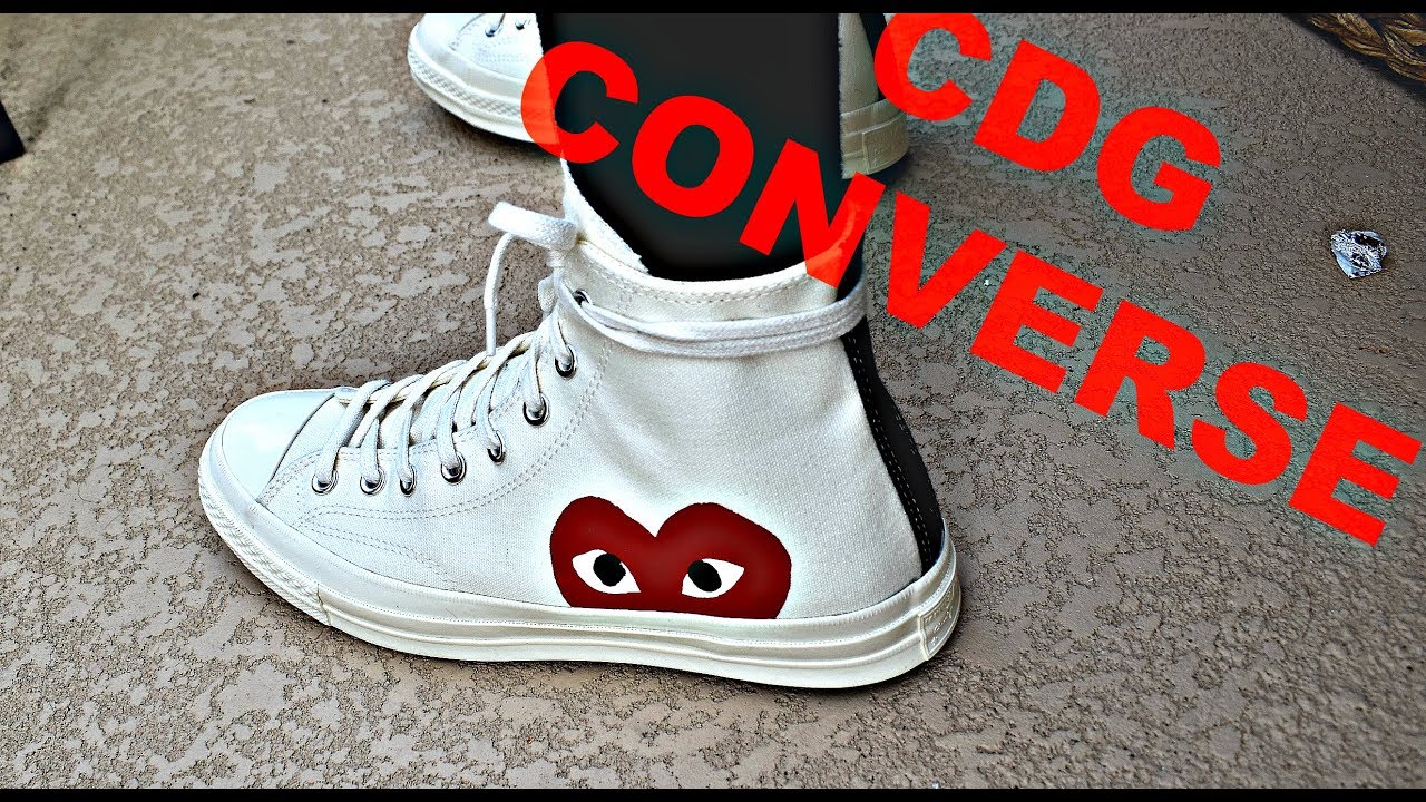 converse cdg white on feet