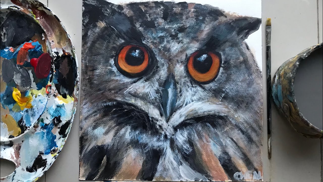 Serious Owl Acrylic Painting Tutorial By Cheryl Navarro YouTube Maxresdefault