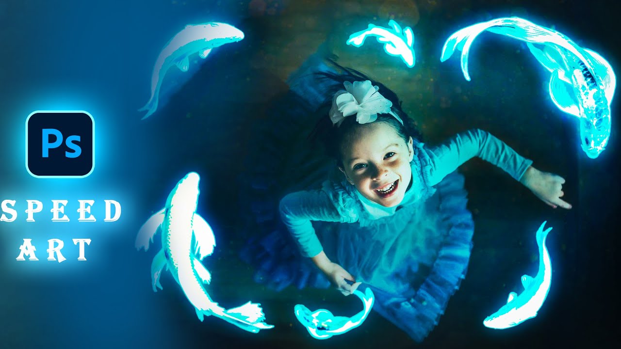 Speed Art | Photo Manipulation | Glowing Fish on Air | Photoshop Manipulation .