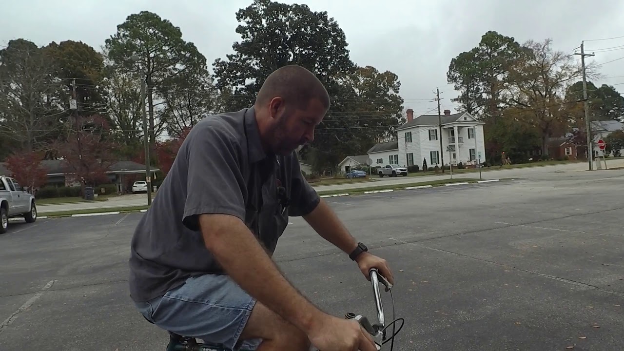Learning to ride a rear steering bike YouTube