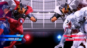 Thor & Spiderman vs Thor & Venom (Very Hard) - Marvel vs Capcom | 4K UHD Gameplay