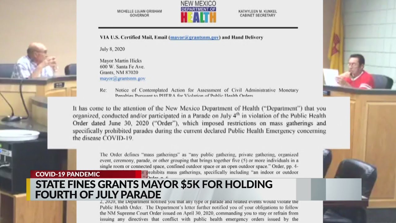 State fines Grants mayor $5,000 for holding 4th of July parade