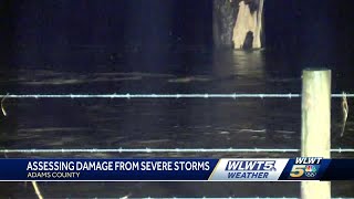 Assessing damage in Adams County from severe storms, potential tornado