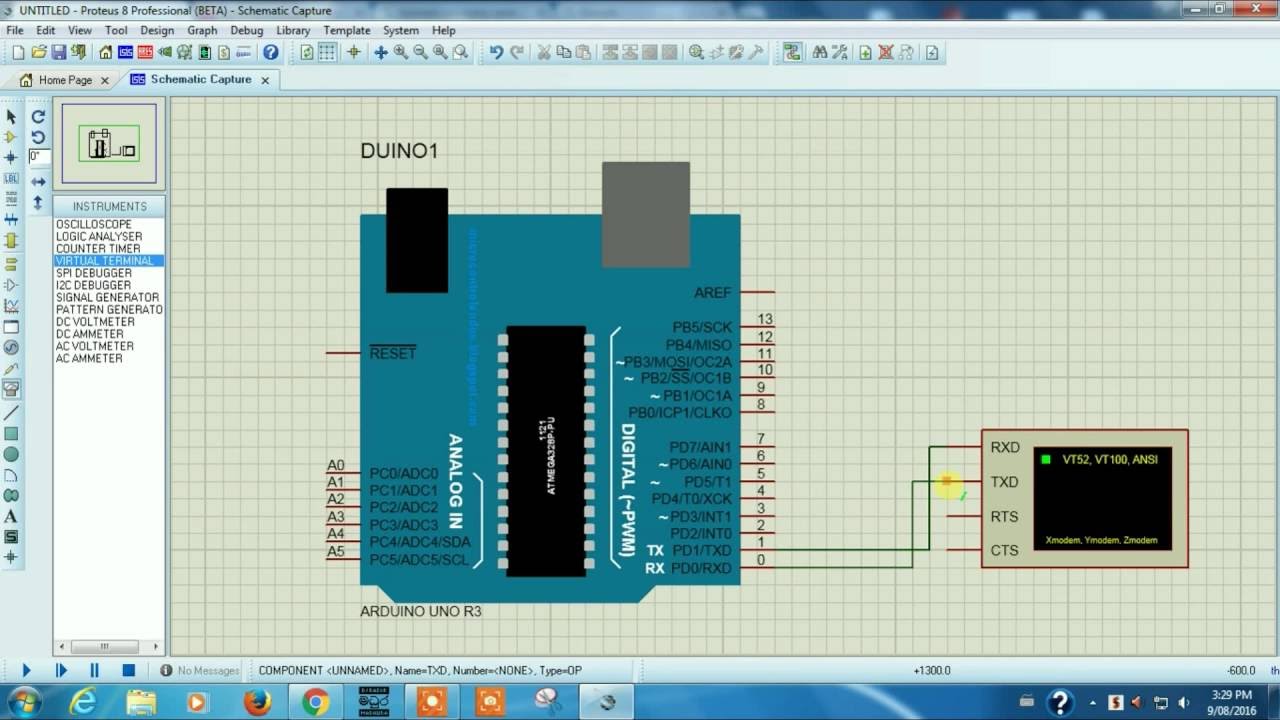 simple project proteus 8 with arduino library