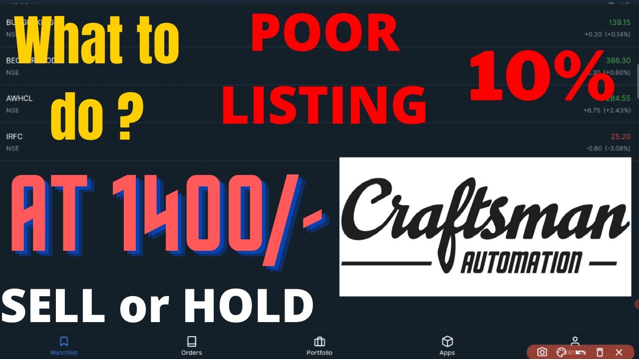 Craftsman Automation IPO lists at 10% Discount | Sell or Hold or Buy | What to do ?