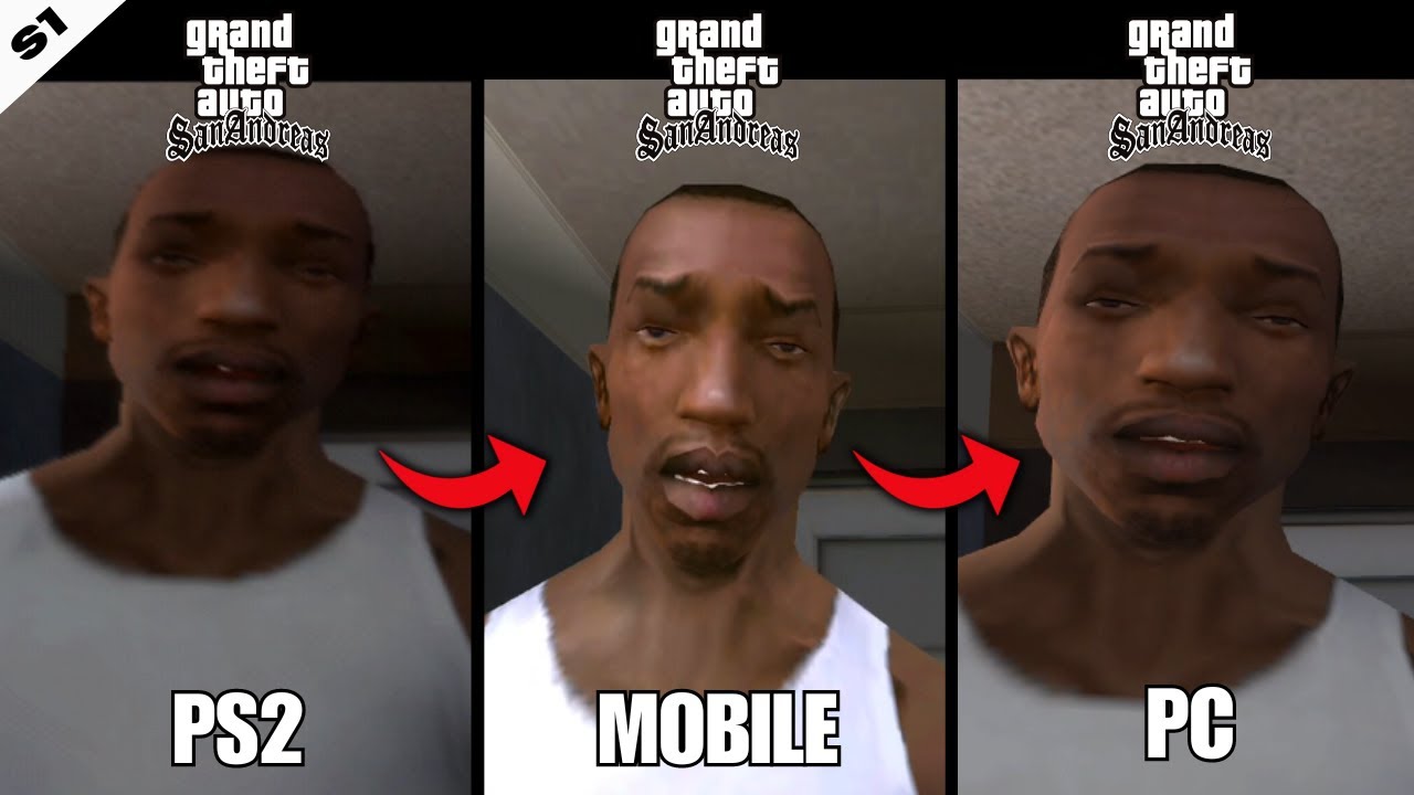 GTA San Andreas (2004) OG version | Graphics comparison PS2 vs MOBILE vs PC