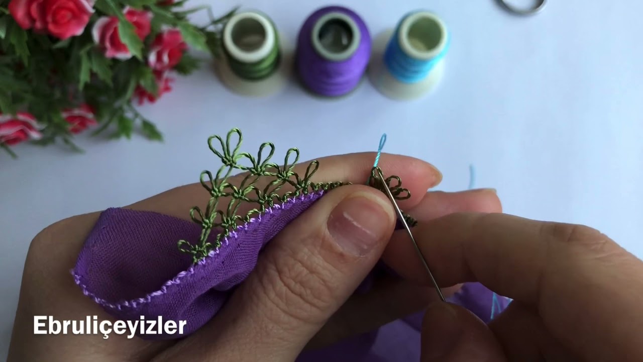 Mor düz yazmaya iğne oyası modeli gösterişli model,iğne oyası pırpır dağ yapılışı