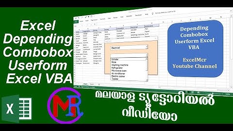 How to Create Excel Dependend combobox Userform Excel VBA  മലയാളം വീഡിയോ