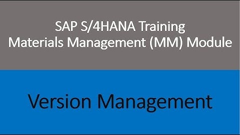 Video 42 - SAP S/4 HANA Materials Management (MM) training - Version Management.