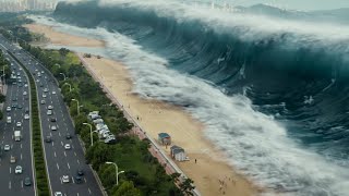 Tsunami akan datang! Kota ini tenggelam, dan buaya raksasa berenang ke dalam air untuk berburu!