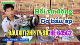 2HP CERAMIC PLUNGER SPRAYER HEAD 645C2 SERIES, AUTOMATIC BYPASS WITH PRESSURE CHAMBER - 2-PINE FA...