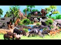 Families of Safari Animal Figures Collection on Jungle Diorama