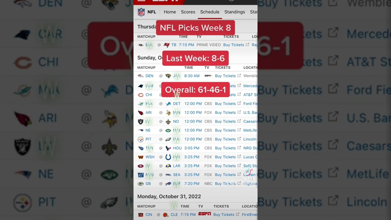 NFL Picks Week 8 YouTube