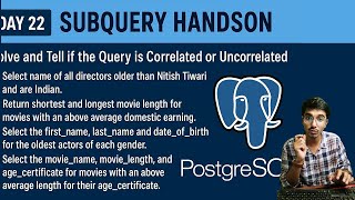Day 22: PostgreSQL Day 22 | Subquery Hands-on Practice | SQL for Analytics Bhojpuri