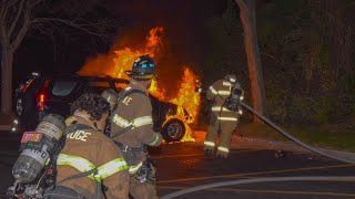 Pre Arrival FULLY INVOLVED CAR FIRE Hauppauge NY 08.31.24