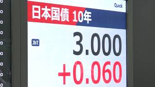 長期金利、３．０％に上昇　３０年ぶり大台