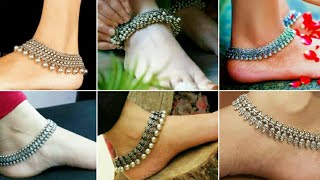 Indian Silver Plated Designer Heavy Ethnic Traditional Anklet Designs Tribal Silver Anklets Design