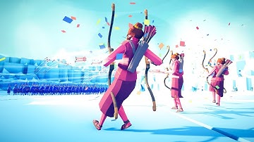 Secret Unit Artemis (cheerleaders) 3vs100 Monkey Kings - TABS Gameplay