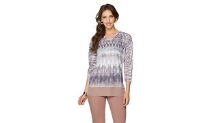 DG2 by Diane Gilman Sublimation Print Top w\/Chiffon Hem