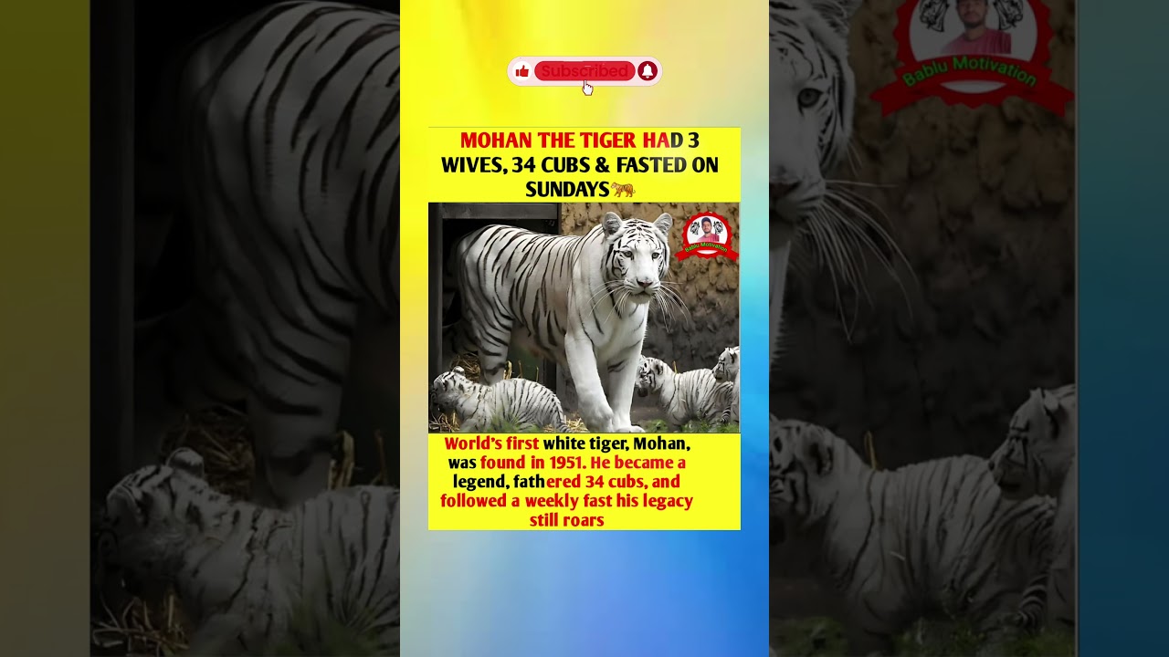 MOHAN THE TIGER HAD 3 WIVES, 34 CUBS & FASTED ON SUNDAYS