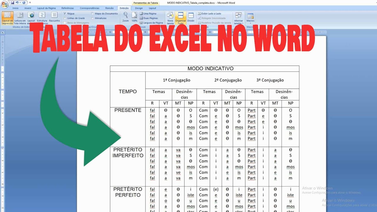 Excel: Como Criar Tabela de Excel no Word - YouTube