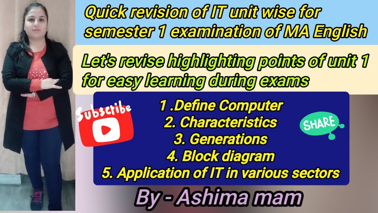 Quick revision of IT unit 1 ,define computer, characteristics ...