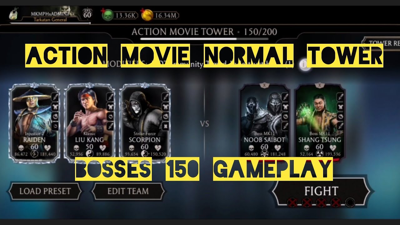 ACTION MOVIE NORMAL TOWER BOSSES 150 GAMEPLAY + REWARD I MK Mobile