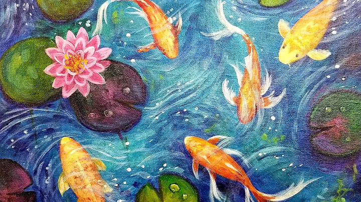 Koi Fish Lily Pond Acrylic Painting LIVE Tutorial