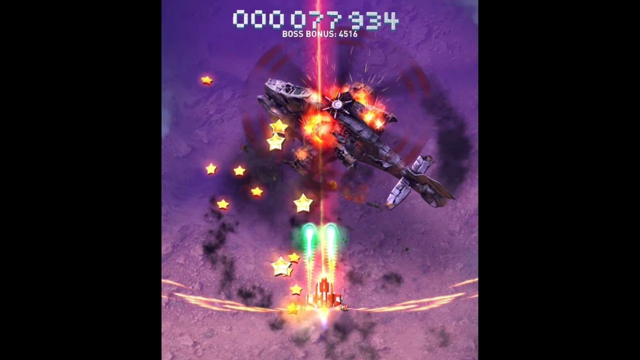 Sky Force Reloaded- Stage 1 Nightmare gameplay 💀 Perfect run 🏆 No power ups  🤖 Laser whip