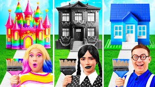एकल रंग मकान चुनौती साथ Wednesday Addams | कूल क्रिएटिव हैक्स BaRaDa Gold Challenge