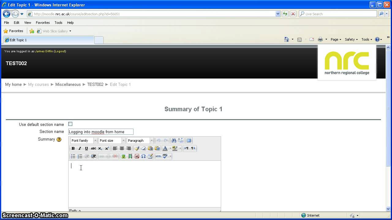 Changing Topic Titles and Adding Summaries in Moodle - YouTube