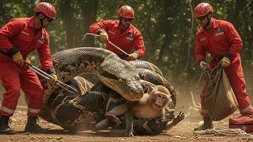 “Brave Rescue Team Saves Monkey from Giant Python | Unbelievable Jungle Rescue Mission!”
