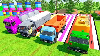 TRANSPORTING EXCAVATOR, MIXER TRUCK, BULLDOZER, POLICE CARS TO GARAGE WITH MAN TRUCK - FS22