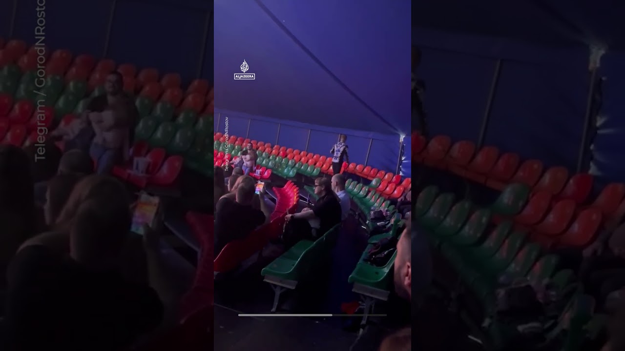 نمر يقفز إلى الجمهور في سيرك روسي