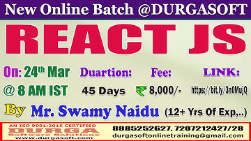 REACT JS Online Training @ DURGASOFT