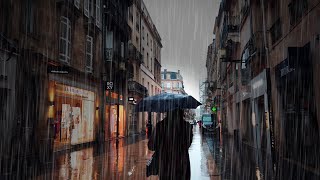 Walking in the Rain Walk Bordeaux 4k France | March 2024 | ASMR Rain sounds for sleeping