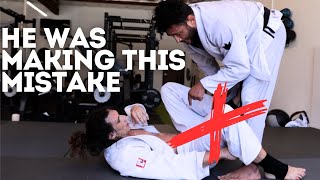 Black Belt Fixes Purple Belts Guard Passing - De La Riva Guard Passing