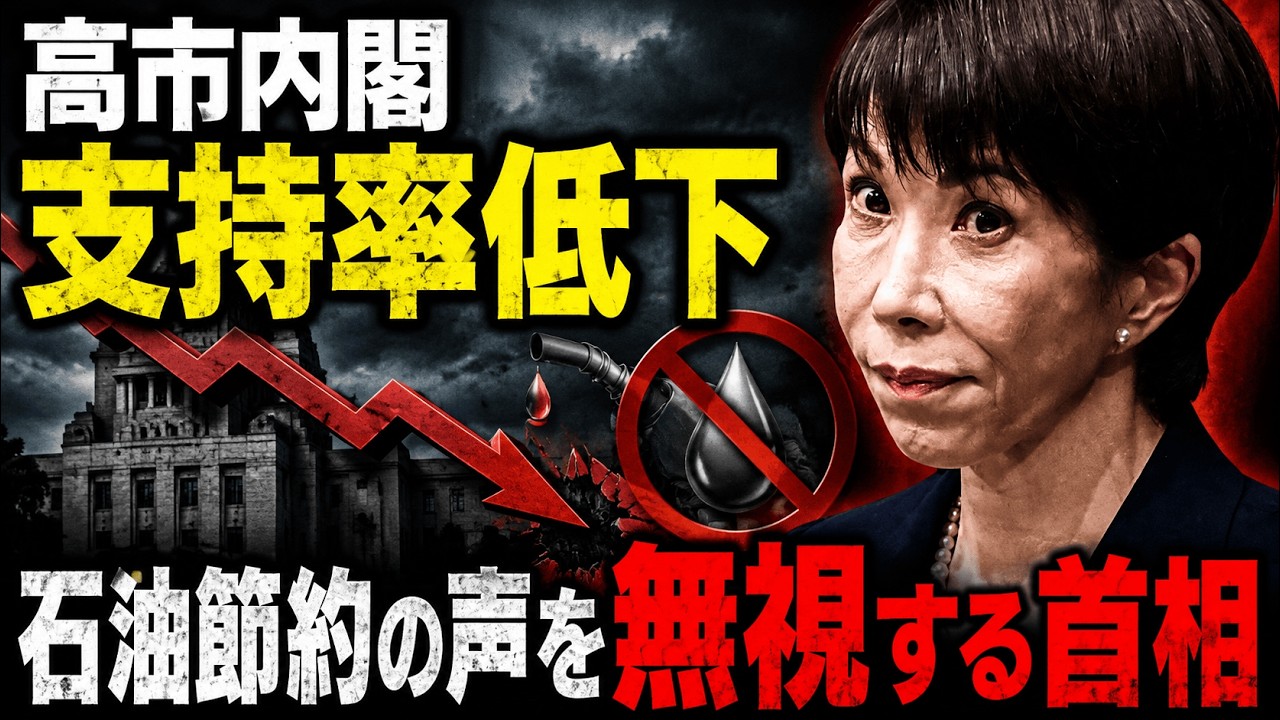 高市内閣支持率、下落傾向止まらず。石油節約の国民の声を何故無視するのか？安冨歩東京大学名誉教授。一月万冊清水