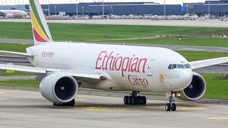 (4K) Liège airport Plane spotting - Ethiopian cargo 777's landing and taking off!