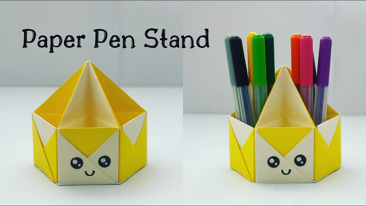 How To Make Paper Pen Stand / Origami Pen Holder / Paper Crafts For School  / Paper Craft 