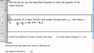 6.5 Slope Point Form of the Equation for a Linear Function (Part 1)