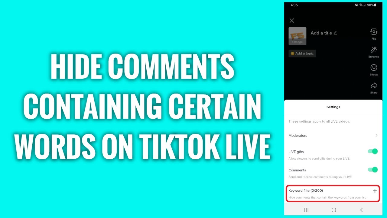 How To Hide Comments Containing Certain Words On TikTok Live YouTube