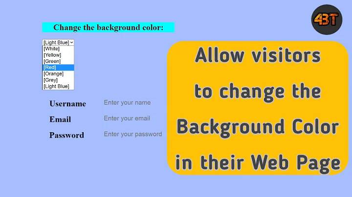 Allow Visitors To Change Background Color Of Your Web Page -| Change Background Color Using Dropdown