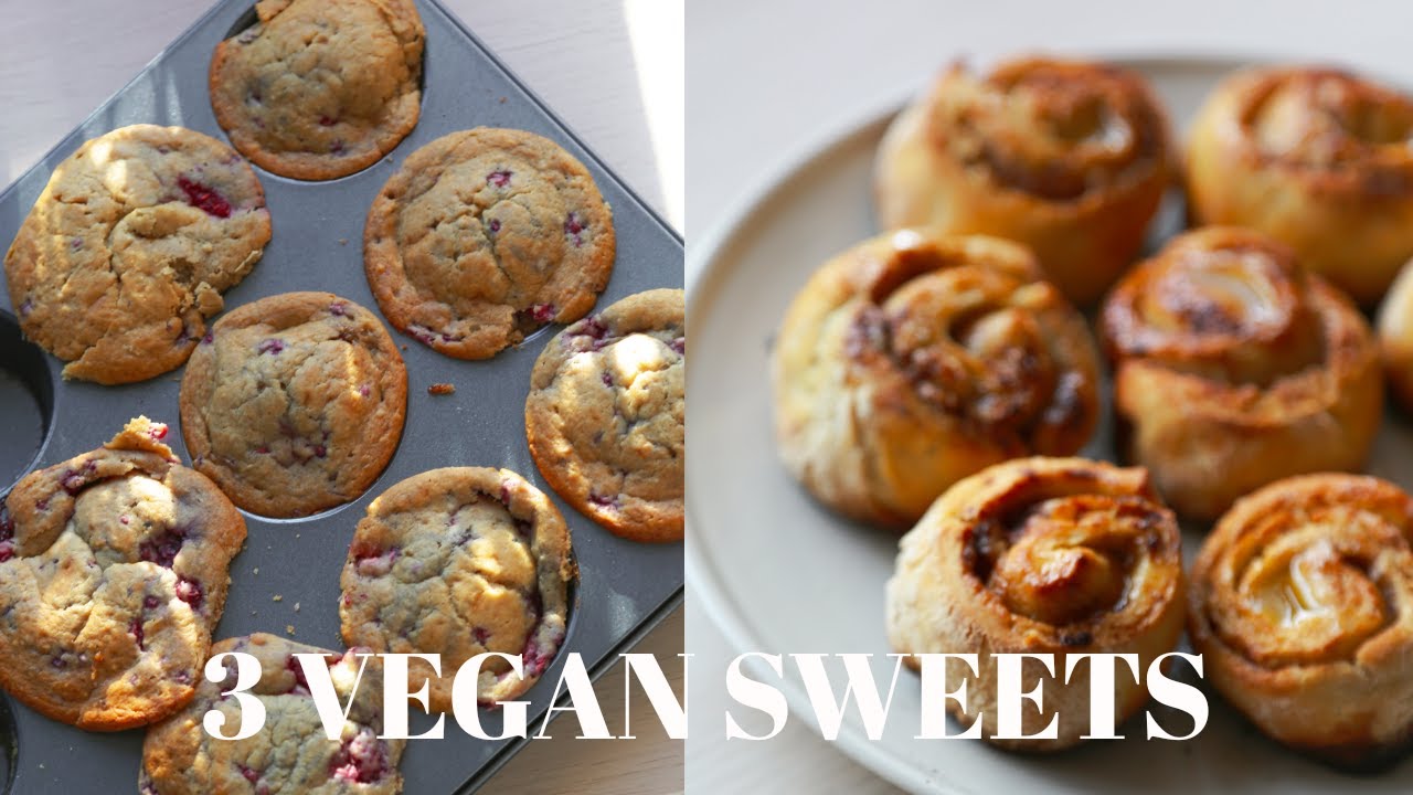 Vegan Σοκολατένιο Banana Bread, Cinnamon Rolls & Raspberry Muffins