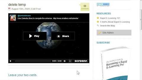 Add Screenr videos to your blog, wikis, or web pages